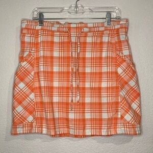 Horny Toad organic cotton plaid mini skirt drawstring elastic waist S